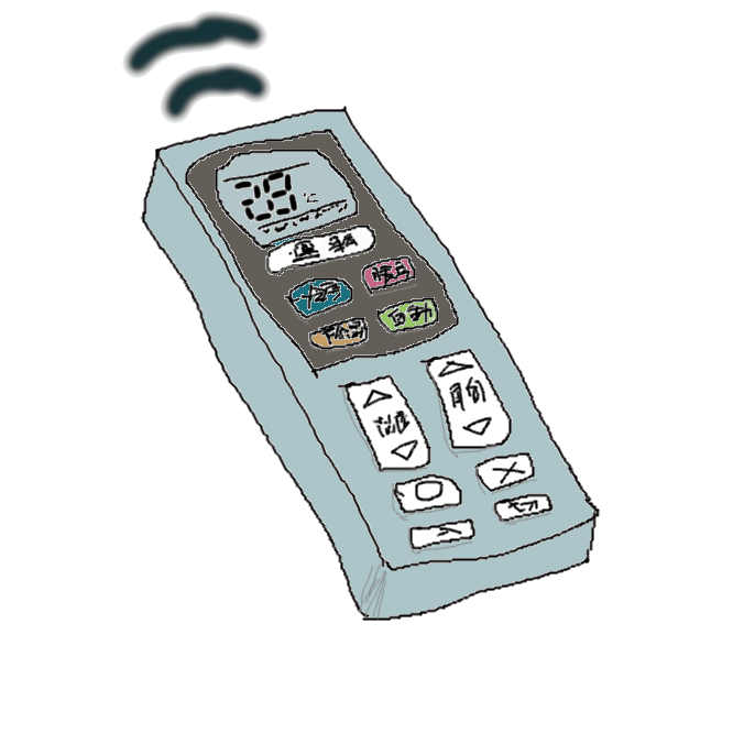 【リモコン】遠隔操作機器のこと。利用者が操作する遠隔操作機器の名称。主に発信だが、受信機能も搭載される場合もある。