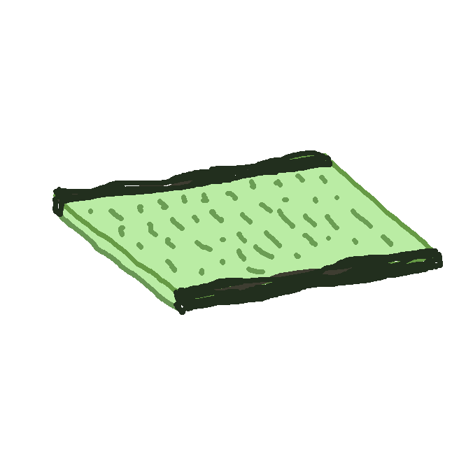 【畳】日本で利用されている伝統的な床材。芯材になる板状の畳床の表面に、イグサで織って作った敷物状の畳表を張り付けて作る。縁には畳表を止める為と装飾を兼ねて、畳縁と呼ばれる帯状の布を縫い付けるが、一部には縁の無い畳もある。