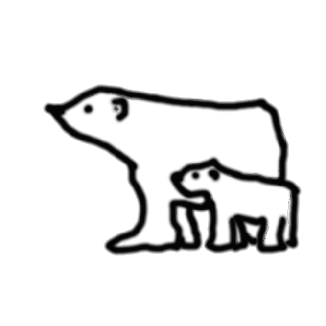 【シロクマ】ツキノワグマなどの、もともと茶色や黒っぽい色をした種類の熊が、遺伝子疾患のせいで白い体になってしまったものを指す。