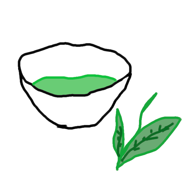 【緑茶】茶の若葉を摘んで蒸し、焙炉(ほいろ)の上でもみながら、葉の緑色を損なわないように乾燥させた茶。玉露・煎茶・抹茶など。