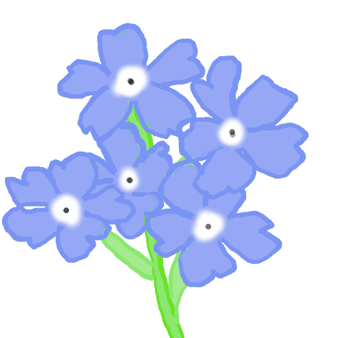 【勿忘草】ムラサキ科の多年草。高さ約30センチ。葉は長楕円形。5、6月ごろ、尾状に巻いた花穂を出し青色の5弁花を多数つける。ヨーロッパの原産で、19世紀にパリでは恋人への贈り物にしたという。