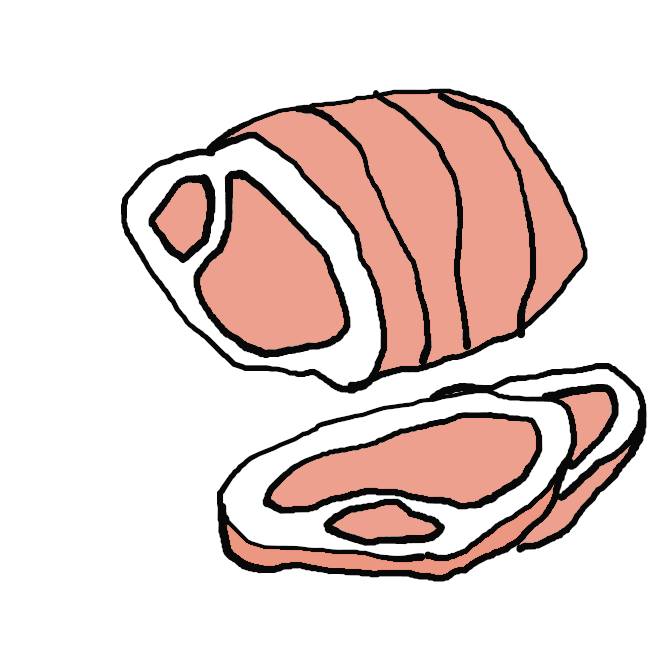 豚肉を塩水に漬けてから燻製(くんせい)にした加工食品。もも肉の骨付きが本来であるが、ボンレスハム・ロースハム・生ハムや、他の畜肉・魚肉などを使ったプレスハムもある。