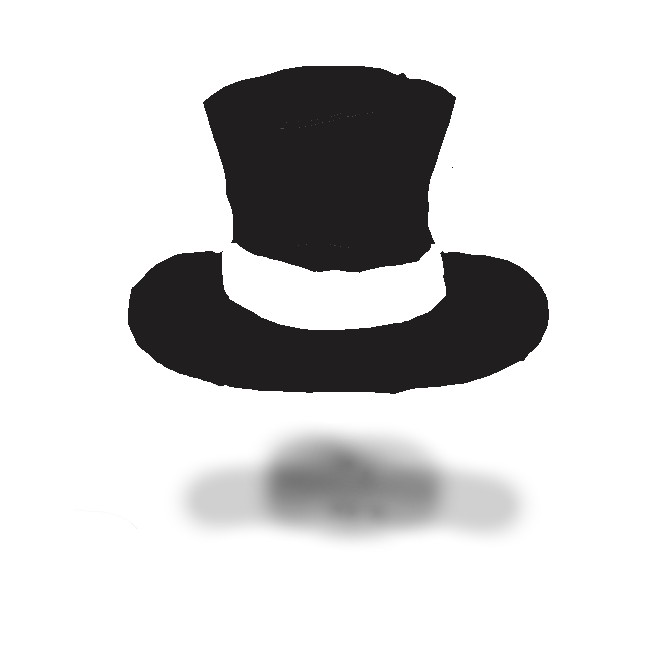 男子の礼装用帽子。頂が平らな円筒形の帽子で、両端がやや反り上がった狭い縁がつく。絹仕上げでつやがあり、黒色が正式。トップハット。