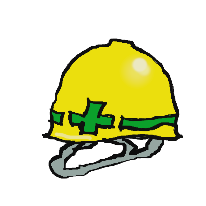 【安全ヘルメット】落下物などから作業者の頭部を保護するために着用する、合成樹脂を主なる原料に製作された帽子のうち、所定の検定を通過したものに対していう。