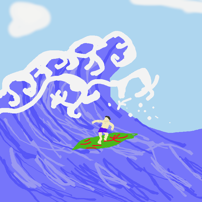 【波乗り】板などを使って波に乗る遊び。サーフィン。