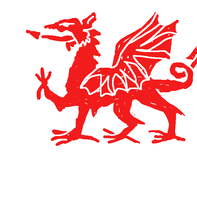 ウェールズの国旗にも描かれている赤い竜。英語ではウェルシュ・ドラゴン（Welsh Dragon ウェールズのドラゴン）とも呼ばれる。