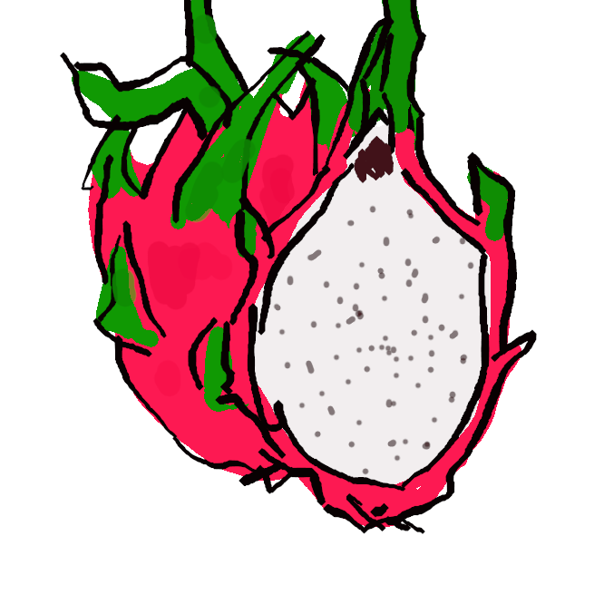 サボテン科の食用月下美人の一種の果実。果皮は赤く、白い果肉には黒くて細かい種子が散在し、甘味は弱い。レッドピターヤ。