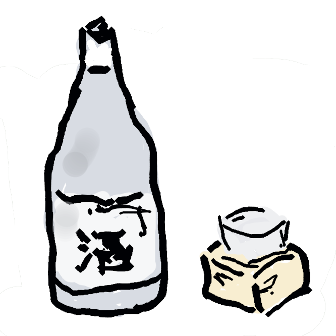 コップにいれて飲ませる日本酒。 また、コップで日本酒を飲むこと。