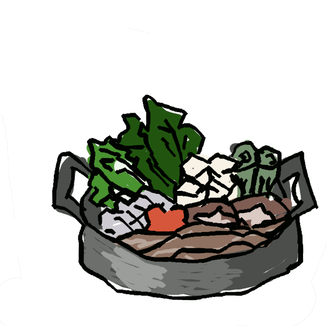 食肉や他の食材を浅い鉄鍋で焼いたり煮たりして調理する日本の料理である。調味料は醤油・砂糖・酒・みりんなど、またそれらをあらかじめ合わせた割下が使用される。 一般的なすき焼きには薄切りにした牛肉が用いられ、ネギ・ハクサイ・シュンギク・シイタケ・焼き豆腐・コンニャク・シラタキ・麩などの具材が添えられる。